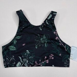 Zella Tank Top Sports Bra Floral Green Pink Yoga Outdoor Play Botanical 8/10 New